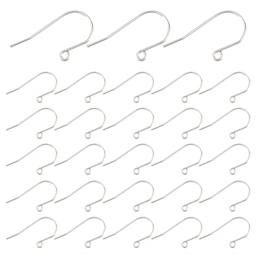 UNICRAFTALE 50pcs (25pairs) 0.8mm Pin Titanium Stahl Ohr Draht Haken 2mm Loch Ohrring Haken mit Schleife Hypoallergen Dangle Earwires Fish Hook für Schmuck Machen Findings 16x27mm von UNICRAFTALE