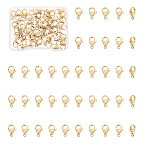 UNICRAFTALE 50pcs Edelstahl Karabinerverschlüsse Schlüsselanhänger Haken Goldene Karabiner Für Halskettenherstellung DIY Klauenverschlüsse Für Schmuckherstellung Loch 1.5 mm von UNICRAFTALE