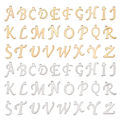 UNICRAFTALE 52 Stück Klein Edelstahl Alphabet Charms A-Z Buchstabe Anhänger in 2 Farben - Gold Hypoallergene Schmuck Für Name Valentinstag Schmuckherstellung UNICRAFTALE 52 Stück Klein Edelstahl Alphabet Charms A-Z Buchstabe Anhänger in 2 Farben - Gold Hypoallergene Schmuck Für Name Valentinstag Schmuckherstellung von UNICRAFTALE