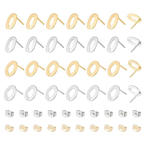 UNICRAFTALE 56 STK 2 Farben 2 Stile Edelstahl Ohrstecker Ovale DIY Ohrring Zubehör Hohle Runde Ohrstecker Mit Loch Und Ohrring Verschlüssen Hypoallergener Ohrstecker Für Die DIY Schmuckherstellung UNICRAFTALE 56 STK 2 Farben 2 Stile Edelstahl Ohrstecker Ovale DIY Ohrring Zubehör Hohle Runde Ohrstecker Mit Loch Und Ohrring Verschlüssen Hypoallergener Ohrstecker Für Die DIY Schmuckherstellung von UNICRAFTALE