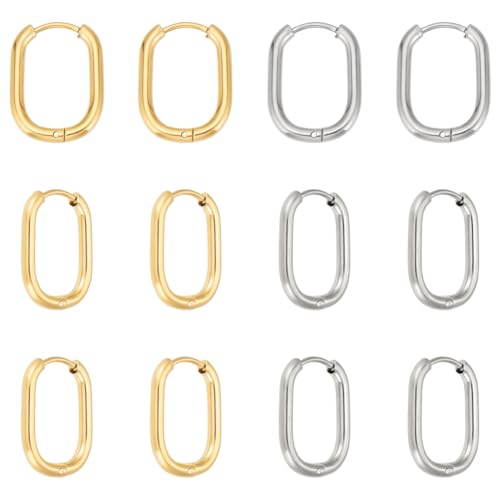 UNICRAFTALE 6 Paar 2 Farben Edelstahl Huggie Creolen 16.5mm Ovale Endlos Gold Huggie Ohrringe Sleeper Piercing Ohrringe Kleine Creolen Set Für DIY Ohrringherstellung UNICRAFTALE 6 Paar 2 Farben Edelstahl Huggie Creolen 16.5mm Ovale Endlos Gold Huggie Ohrringe Sleeper Piercing Ohrringe Kleine Creolen Set Für DIY Ohrringherstellung von UNICRAFTALE