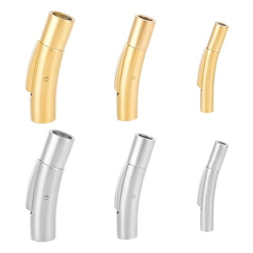 UNICRAFTALE 6 Stk 2 Farben 3 Größen Röhr Säule 304 Edelstahl Bajonett Halsketten Verschlüsse Mit Druckknopf Kordelend Verschlüsse Metall Schmuck Verschlüsse Für Schmuckherstellung 1.8~2/4/5mm Loch von UNICRAFTALE