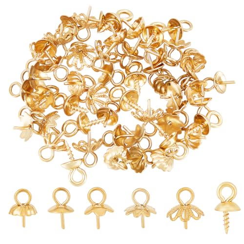UNICRAFTALE 60 Stk 6 Stil Edelstahl Perlenkappen Ösen Stift Anhänger Verschlüsse Goldene Blumenkappen Schraube Ösenstifte Verschlüsse Haken Für Halbgebohrte Perlen Charms Schmuckherstellung UNICRAFTALE 60 Stk 6 Stil Edelstahl Perlenkappen Ösen Stift Anhänger Verschlüsse Goldene Blumenkappen Schraube Ösenstifte Verschlüsse Haken Für Halbgebohrte Perlen Charms Schmuckherstellung von UNICRAFTALE