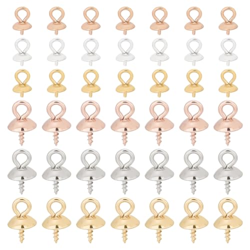 UNICRAFTALE 60 Stk 2 Stile 3 Farben Anhänger Ösen 304 Edelstahl Perlen Klammern Metall Anhänger Ösenstift Ösenschraube Ösenstifte Verschlüsse Haken Für Halbgebohrte Perlen Charms Schmuckherstellung von UNICRAFTALE