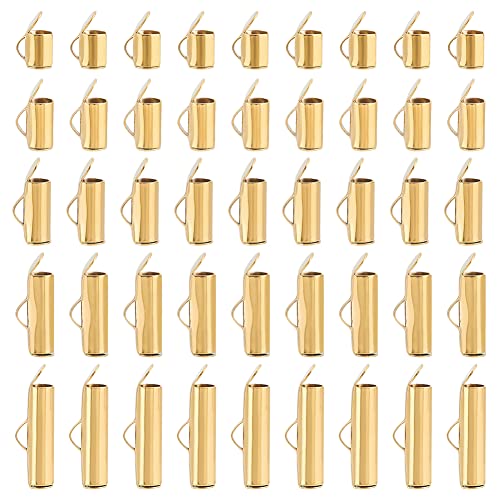 UNICRAFTALE 60 Stk 5 Größen Schieber Endkappen 304 Edelstahl Schiebe Endverschluss Gold Crimpen Tube Schmuck Verschlüsse Metall Verschlüsse Armbänder Endkappen Für Schmuckherstellung von UNICRAFTALE