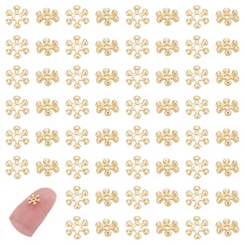 UNICRAFTALE 60 Stück 18 Karat Vergoldete Blumen Abstandsperlen 5mm Gänseblümchen Abstandsperlen Lose Metallperlen Winzige Blütenarmband Für Halsketten Armbänder Ohrringe Schmuckherstellung Loch 0.8mm von UNICRAFTALE