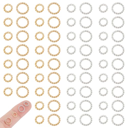 UNICRAFTALE 60 Stück 2 Farben 2 Größen 24 Karat Vergoldete Biegeringe Geschlossene Biegeringe 6/8mm Runde Ringe Gelötete Gedrehte Biegeringe Metallverbinderringe Für Die Herstellung von Ohrringen UNICRAFTALE 60 Stück 2 Farben 2 Größen 24 Karat Vergoldete Biegeringe Geschlossene Biegeringe 6/8mm Runde Ringe Gelötete Gedrehte Biegeringe Metallverbinderringe Für Die Herstellung von Ohrringen von UNICRAFTALE
