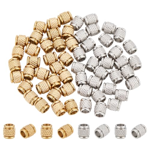 UNICRAFTALE 60 Stück 2 Farben European Beads Edelstahlperlen Großem Loch Strukturierte Metallperlen Lose Abstandsperlen Fassperlen Für DIY Armbänder Halsketten Schmuckherstellung Loch 4.2mm UNICRAFTALE 60 Stück 2 Farben European Beads Edelstahlperlen Großem Loch Strukturierte Metallperlen Lose Abstandsperlen Fassperlen Für DIY Armbänder Halsketten Schmuckherstellung Loch 4.2mm von UNICRAFTALE