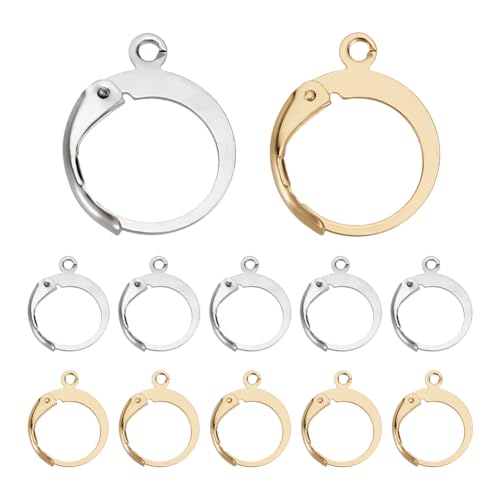 UNICRAFTALE 60 Stk 2 Farben Hebel Ohrringe DIY Edelstahl Leverback Ohrringe Zubehör Hoop Ohrringe zum Selber Machen Französische Ohrhaken Für Ohrringe Basteln DIY Schmuckherstellung, 12.5 mm Breit von UNICRAFTALE