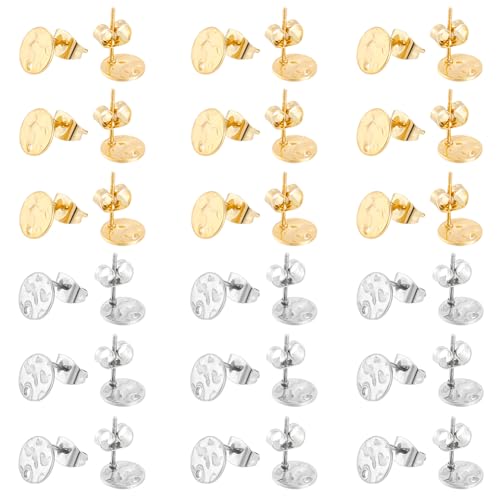 UNICRAFTALE 60 Stück 2 Farben Ohrstecker DIY Strukturierte Flache Runde Ohrstecker Beschläge Edelstahl Ohrstecker Metall Ohrstecker Für Die Herstellung von DIY Ohrringen Und Schmuck von UNICRAFTALE
