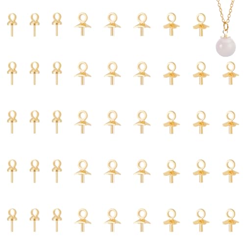 UNICRAFTALE 60 Stück 24 Karat Vergoldete Ösenstift Bügel Chraube Ösenstift Bügel Anschluss Beschläge Anhänger Bail Eye Pin Bails Peg Endkappen Perlenkappen Bügel Perfekt Für Halbgebohrte Perlen von UNICRAFTALE