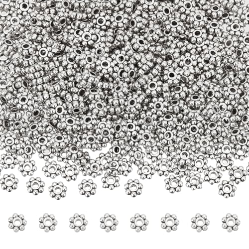UNICRAFTALE 600 Stk Blumen Abstandsperlen Gänseblümchen Abstandsperlen Tibetische Blumenperlen Lose Perlen Schneeflocken Blütenblattperlen Für Armbänder Halsketten Ohrringe Schmuckherstellung Loch 1mm von UNICRAFTALE