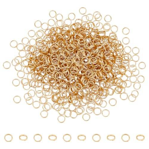 UNICRAFTALE 600 Stück 5mm 18 Karat Vergoldet Doppelschlaufen Biegeringe Edelstahl Biegeringe Mini Schlüsselringe Kleine Metallringe Verbindungsstücke Für Schlüsselanhänger Schmuck Halsketten Armbänder von UNICRAFTALE