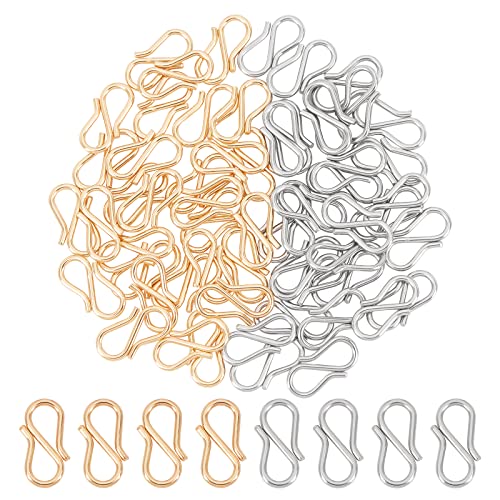 UNICRAFTALE 60St. 2 Farben S Haken Verschluss 304 Edelstahl Hakenverschlüsse Metall S Haken Verschlüsse Goldene & Edelstahl Farbverbinder Für Die Schmuckherstellung von UNICRAFTALE