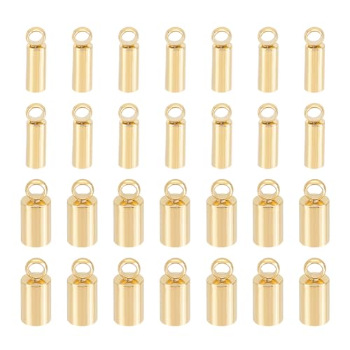 UNICRAFTALE 60Stk 2 Größen 2 mm / 3 mm Goldene Kordelenden 304 Edelstahl Endkappen Lederkabelenden Terminatoren Endspitzen Perlenkappen Für Lederkordel Armbänder Schmuckherstellung von UNICRAFTALE