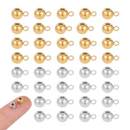 UNICRAFTALE 60pcs 2 Farben Rondelle Bail Beads Edelstahl Kleiderbügel Links Golden & Edelstahl Farbbügel Verbindungsglieder Für Anhänger Europäischen Schmuckherstellung, Loch 2 mm von UNICRAFTALE