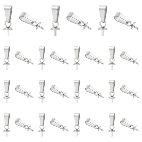 UNICRAFTALE 60pcs 2 Größen Edelstahl Peg Bails Anhänger Pinch Charm Connector 1mm Pin Pendant Bails Verschlüsse Für Halbgebohrte Perlen Schmuckherstellung, Edelstahl Farbe von UNICRAFTALE