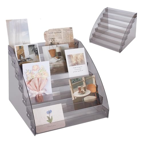 UNICRAFTALE 7 Stufiger Präsentationsständer Für Grußkarten Aus Acryl Tragbar Weihnachtskartenständer Aufbewahrung Aufkleber Organizer Briefmarken Postkarten Post Grußkartenhalter 30.5x30x25cm von UNICRAFTALE