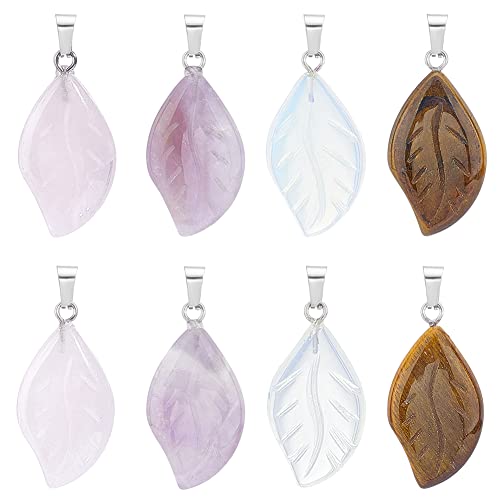 UNICRAFTALE 8 STK 4 Farben Blatt Edelstein Anhänger 29mm Blatt Quarz Anhänger Opalite Blatt Edelstein Baumeln Charms Amethyst Aventurin Halskette Anhänger Ohrring Charms Für Die Schmuckherstellung UNICRAFTALE 8 STK 4 Farben Blatt Edelstein Anhänger 29mm Blatt Quarz Anhänger Opalite Blatt Edelstein Baumeln Charms Amethyst Aventurin Halskette Anhänger Ohrring Charms Für Die Schmuckherstellung von UNICRAFTALE