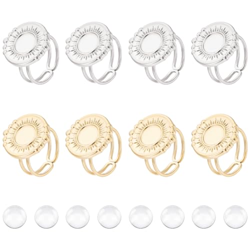 UNICRAFTALE 8 Stück 2 Farben Fingerring Rohlinge Gold Sonnen Ringlünetten Rohlinge Edelstahl Verstellbare Leere Cabochon Ringeinstellungen Ringe Basis Kit Ringbasis Zubehör Für Die Ringherstellung UNICRAFTALE 8 Stück 2 Farben Fingerring Rohlinge Gold Sonnen Ringlünetten Rohlinge Edelstahl Verstellbare Leere Cabochon Ringeinstellungen Ringe Basis Kit Ringbasis Zubehör Für Die Ringherstellung von UNICRAFTALE