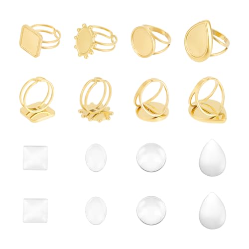 UNICRAFTALE 8 Stück 4 Stile DIY Goldener Rohling 304 Edelstahl Set Zur Herstellung Offener Manschettenringe Echtes 18K Vergoldet Mit Glascabochons Basisring Lünettenschale Zur Schmuckherstellung UNICRAFTALE 8 Stück 4 Stile DIY Goldener Rohling 304 Edelstahl Set Zur Herstellung Offener Manschettenringe Echtes 18K Vergoldet Mit Glascabochons Basisring Lünettenschale Zur Schmuckherstellung von UNICRAFTALE