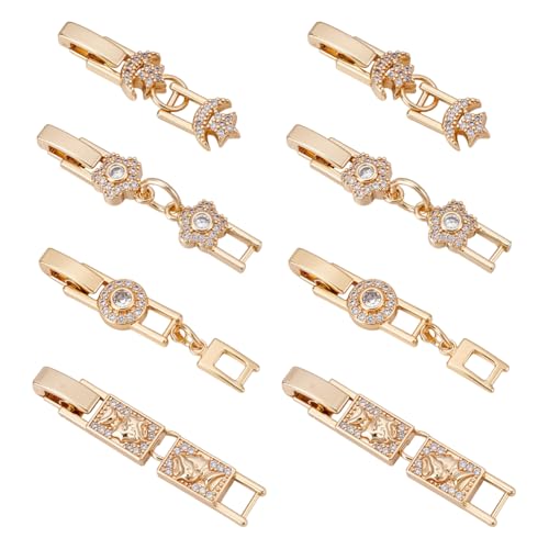 UNICRAFTALE 8 Stück 4 Stile Faltverschluss 18 Karat Vergoldetes Metall Halskettenverschlüsse Goldene Verschlüsse Halskettenanhänger Charms Mit Schlaufe Für Armbänder DIY Schmuck Basteln von UNICRAFTALE