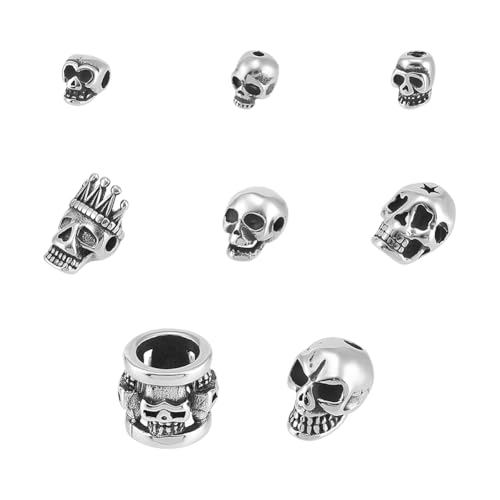 UNICRAFTALE 8 Stück 8 Stilen Totenkopf Perlen Halloween Abstandsperlen Edelstahl Antik Silber Lanyard Perlen Totenkopf Perlen Europäische Totenkopf Perlen Metallperlen Für Herstellung DIY Armbändern UNICRAFTALE 8 Stück 8 Stilen Totenkopf Perlen Halloween Abstandsperlen Edelstahl Antik Silber Lanyard Perlen Totenkopf Perlen Europäische Totenkopf Perlen Metallperlen Für Herstellung DIY Armbändern von UNICRAFTALE