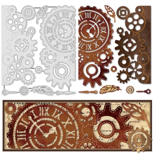 UNICRAFTALE 8 Stück Zahnrad Metall Stanzformen Zum Kartenbasteln Zahnrad Mit Zeiger Stanzungen Prägeschablonen Schablonenform Für Scrapbooking Zubehör Handgefertigtes Basteln Scrapbook Album Dekor von UNICRAFTALE