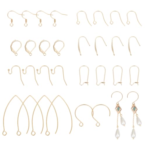 UNICRAFTALE 48 Stück 8 Styles Ohrring Haken Goldene Edelstahl Ohrhaken Metall Creolen Haken DIY Ohrringe Teile Hypoallergen Ohrringe Fisch Haken für Ohrring Schmuckherstellung von UNICRAFTALE