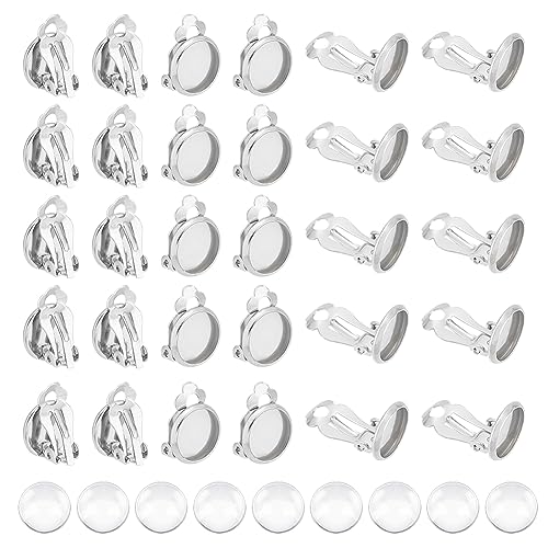 UNICRAFTALE 80 Sets 10mm Clip-On Ohrring Tablett Rohlinge Cabochon Clip-On Ohrring 316 Edelstahl DIY Ohrring Zubehör Nicht Durchbohrte Ohrringe DIY Ohrclips Mit Glas Cabochon Für DIY Ohrringe von UNICRAFTALE