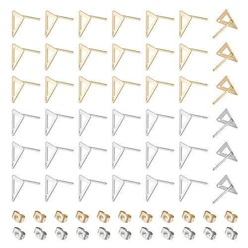 UNICRAFTALE 80 Stück 2 Farben Dreieck Ohrstecker 201 Edelstahl Ohrstecker Goldene Geometrie DIY Ohrring Zubehör Metall Ohrring Komponenten Für Die DIY Schmuckherstellung von UNICRAFTALE