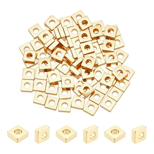 UNICRAFTALE 80 Stück 4mm Abstandsperlen Kleine Flache Quadratische Abstandshalter Rechteckige Metallperle Glatte Lose Armbandperle Für DIY Ohrringe Choker Halsketten Schmuckherstellung Loch 1.2mm von UNICRAFTALE
