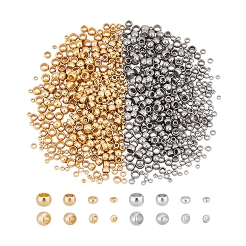 UNICRAFTALE 800 Stück 2 Farben 4 Größen Runde Abstandsperlen Armbandperlen Edelstahl Abstandsperlen Rondellperlen Kleine Metallperlen Lose Perlen Glatte Perlen Für Die Herstellung von DIY Halsketten UNICRAFTALE 800 Stück 2 Farben 4 Größen Runde Abstandsperlen Armbandperlen Edelstahl Abstandsperlen Rondellperlen Kleine Metallperlen Lose Perlen Glatte Perlen Für Die Herstellung von DIY Halsketten von UNICRAFTALE