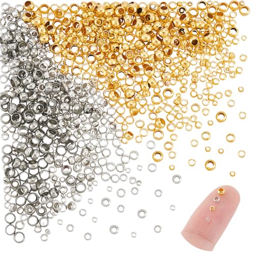 UNICRAFTALE 800 Stück 2 Farben Vergoldete Runde Quetschperlen Abstandshalterperlen Klemmenden Rondellperlen Winzige Quetschperlen Metallperlen Beschläge Für Die Herstellung Armbändern Und Halsketten UNICRAFTALE 800 Stück 2 Farben Vergoldete Runde Quetschperlen Abstandshalterperlen Klemmenden Rondellperlen Winzige Quetschperlen Metallperlen Beschläge Für Die Herstellung Armbändern Und Halsketten von UNICRAFTALE