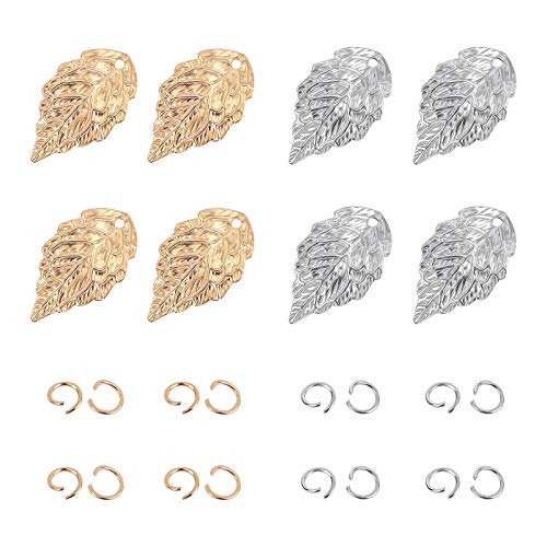 UNICRAFTALE 80pcs 2 Farben Blatt Anhänger 304 Edelstahl Anhänger Mit Biegeringen Golden Blatt Charms Schmuck Anhänger Armband Ohrringe Anhänger Für DIY Halsketten Schmuckherstellung, Loch 1 mm von UNICRAFTALE