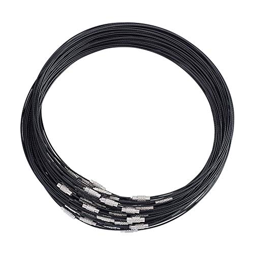 UNICRAFTALE 80pcs 44.45cm Schwarz Draht Halskette Edelstahl Draht Halskette Choker Halskette Mit Messing Schraubverschluss Draht Halskette Cord DIY Schmuckherstellung, 14.5 mm Durchmesser von UNICRAFTALE