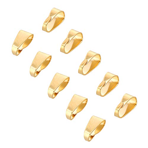 UNICRAFTALE 80pcs Golden Snap On Bails Edelstahl Prise Bails Anhänger Bails Anschlüsse Haken Anhänger Verschlüsse Für DIY Baumel Charms Halskette Schmuck DIY Craft Making 7x3.5x3.2mm, Loch 6x3 mm von UNICRAFTALE
