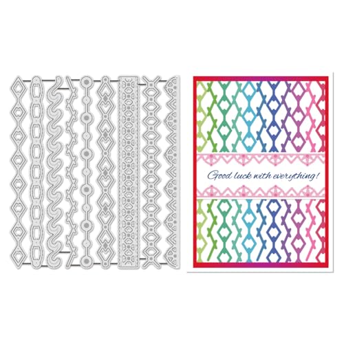 UNICRAFTALE 9 Stück Wellenlinien Diamant Spitzen Stanzungen Für Die Kartenherstellung Randrand Hintergrund Metall Stanzformen Papierprägeschablonen Schablonenform Für Scrapbooking Fotoalbum Dekorativ von UNICRAFTALE
