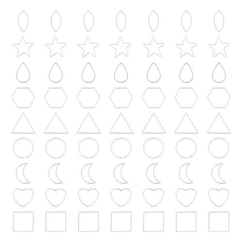 UNICRAFTALE 90 Stk 9 Stil 201 Edelstahl Verbindungsring Herz Sechseck Mond Ring Anhänger Hohle Tropfen Charms Rahmen Anhänger Verbindungsring Metall Schmuckverbinder Für DIY Schmuckherstellung von UNICRAFTALE