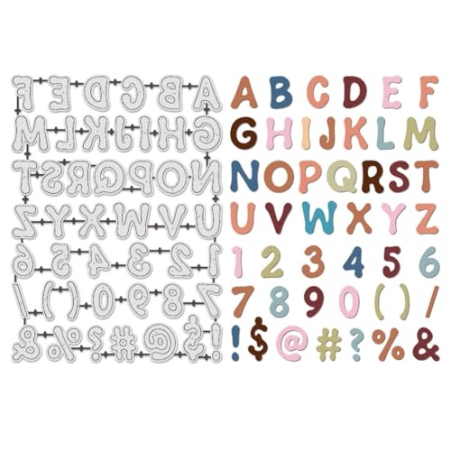 UNICRAFTALE Alphabet- und Zahlen-Metall-Stanzformen für Kartenherstellung, Buchstaben, Alphabet, Metall-Stanzformen mit Schildern, Karbonstahl, Prägeschablone, Scrapbooking, Vorlage für DIY-Fotoalbum von UNICRAFTALE