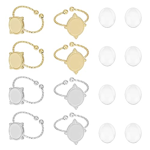 UNICRAFTALE Blanko-Kuppelring-Set, verstellbar, oval, Cabochon-Ringe, Edelstahl, offene Manschettenringeinstellungen, Rahmenablage, Glas-Cabochons für Schmuckherstellung, 2 Farben, 16 Stück UNICRAFTALE Blanko-Kuppelring-Set, verstellbar, oval, Cabochon-Ringe, Edelstahl, offene Manschettenringeinstellungen, Rahmenablage, Glas-Cabochons für Schmuckherstellung, 2 Farben, 16 Stück von UNICRAFTALE