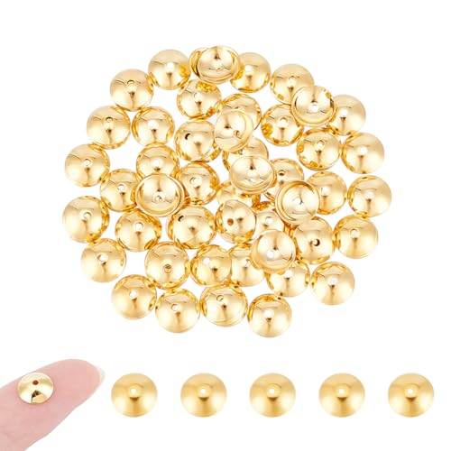 UNICRAFTALE Ca. 100 Stück, 18 Karat vergoldete runde Perlenkappen, Edelstahl-Perlenkappen, Metall-Endkappen, Abstandshalter, Perlen für Ohrringe, Armbänder, Halsketten, Basteln, 1 mm Loch UNICRAFTALE Ca. 100 Stück, 18 Karat vergoldete runde Perlenkappen, Edelstahl-Perlenkappen, Metall-Endkappen, Abstandshalter, Perlen für Ohrringe, Armbänder, Halsketten, Basteln, 1 mm Loch von UNICRAFTALE