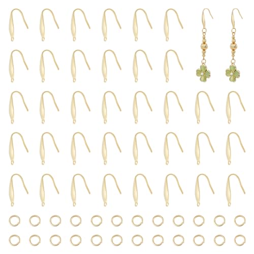 UNICRAFTALE Ca. 100 Stück Edelstahl-Ohrringhaken, echte 18 Karat vergoldete Ohrdrähte, Fischhaken mit 100 offenen Binderingen, Metall, französische Ohrringhaken für Ohrringe, DIY-Schmuckherstellung UNICRAFTALE Ca. 100 Stück Edelstahl-Ohrringhaken, echte 18 Karat vergoldete Ohrdrähte, Fischhaken mit 100 offenen Binderingen, Metall, französische Ohrringhaken für Ohrringe, DIY-Schmuckherstellung von UNICRAFTALE