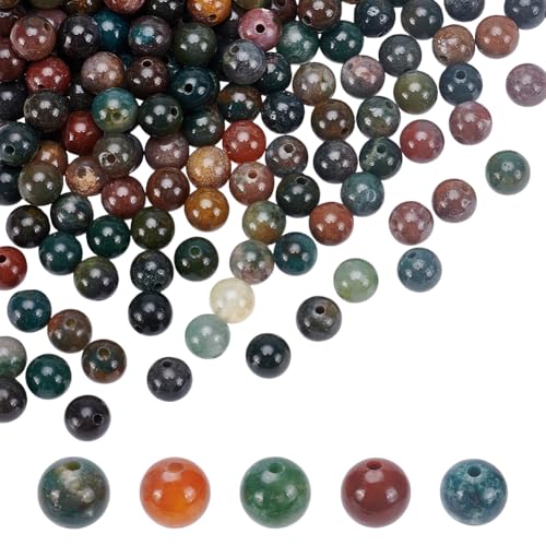 UNICRAFTALE Ca. 180 Stück 6mm Indischer Achat Runder Kristallstein Natürlicher Loser Edelstein Glatte DIY Perlen Für Ohrringe Armbänder Halsketten Schmuckherstellung Loch 1mm von UNICRAFTALE