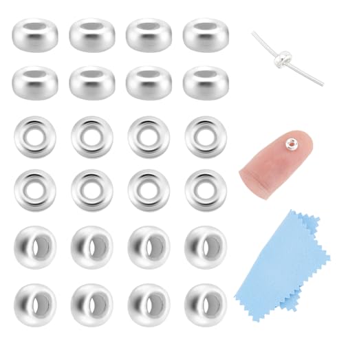 UNICRAFTALE Ca. 30 Stück 925er-Sterlingsilber-Perlen, 4,4 mm, Metallperlen, Abstandshalter, großes Loch, silberfarbene runde Perlen für selbstgemachte Halsketten, Armbänder, Schmuckherstellung UNICRAFTALE Ca. 30 Stück 925er-Sterlingsilber-Perlen, 4,4 mm, Metallperlen, Abstandshalter, großes Loch, silberfarbene runde Perlen für selbstgemachte Halsketten, Armbänder, Schmuckherstellung von UNICRAFTALE