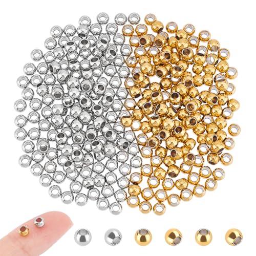 UNICRAFTALE Ca. 300 Stück 2 Farben Runde Abstandsperlen 4 mm Edelstahl Lose Perlen Rondell Perlen Metall Abstandsperlen Kleine Glatte Perlen Für DIY Armband Halskette Schmuckherstellung UNICRAFTALE Ca. 300 Stück 2 Farben Runde Abstandsperlen 4 mm Edelstahl Lose Perlen Rondell Perlen Metall Abstandsperlen Kleine Glatte Perlen Für DIY Armband Halskette Schmuckherstellung von UNICRAFTALE