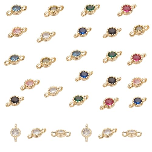 UNICRAFTALE Ca. 32 Stück 8 Farben Zirkonia Link Charm Messing Geburtsstein Charm 14 Karat vergoldet Ohrring Charms Kristall Armband Charm flach rund Stecker Charms für DIY Halskette UNICRAFTALE Ca. 32 Stück 8 Farben Zirkonia Link Charm Messing Geburtsstein Charm 14 Karat vergoldet Ohrring Charms Kristall Armband Charm flach rund Stecker Charms für DIY Halskette von UNICRAFTALE