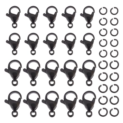 UNICRAFTALE 40 Stück Kettenverschluss Armband Verschluss Mit Biegering Black Kettenverschlüsse Set Karabinerverschluss Kits Metallschmuck Verschlüsse Für Die Halsketten Schmuckherstellung UNICRAFTALE 40 Stück Kettenverschluss Armband Verschluss Mit Biegering Black Kettenverschlüsse Set Karabinerverschluss Kits Metallschmuck Verschlüsse Für Die Halsketten Schmuckherstellung von UNICRAFTALE