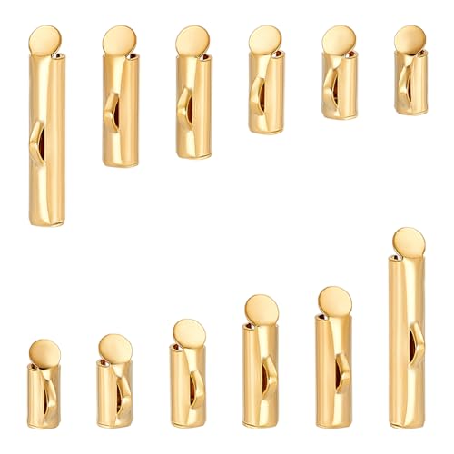 UNICRAFTALE Ca. 48 Stück echte 24 Karat vergoldete Endverschlüsse zum Aufschieben von Rohren, 6 Größen, Endkappen, Metallrohrschnallen-Verschlüsse für mehrsträngige Halsketten, Rocailles-Perlen von UNICRAFTALE