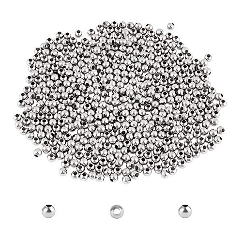 UNICRAFTALE Ca. 500 Stück Kleine Runde Metallperlen 1 mm Kleine Loch kugel Distanzperlen Edelstahl Perlen 3mm Durchmesser Perlen Metall Abstandperlen Für Schmuckherstellung von UNICRAFTALE